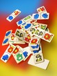 Wooden domino on  colorful background