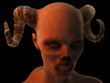 A close-up of a vampire zombie in mid attack.