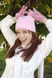 Sexy woman in warm clothing and playful Sexy woman in warm clothing and playful