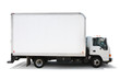 White delivery truck isolated on white background
