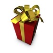 Ilustración: Red 3D gift box isolated in white Red 3D gift box isolated in white