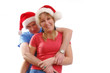 Young couple in santa hats