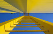 Yellow ladder, stairway up to the blue sky