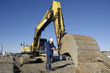 bulldozer, caterpillars and driver