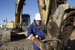 digger, bulldozer and operator