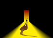 Abstract vector of a black cat in a doorway