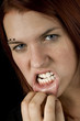 Girl showing her teeth