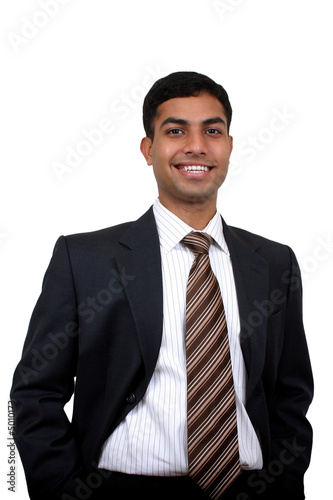 Indian business man smiling with. Clipping path available