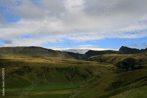 Photo: Hilly countryside with glacier Hilly countryside with glacier