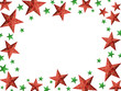 Bright red and green Christmas stars frame - isolated Bright red and green Christmas stars frame - isolated