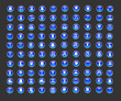 100 blue crystall icons for internet and office