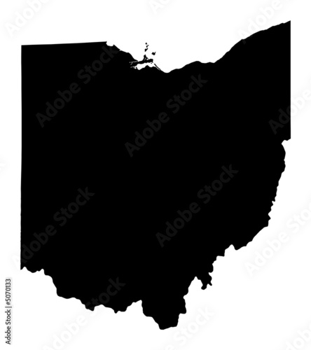 Illustration: map of Ohio, USA map of Ohio, USA