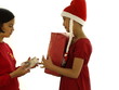 santa mädchen mit geschenken
