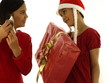 santa mädchen mit geschenken