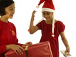 santa mädchen mit geschenken
