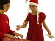 santa mädchen mit geschenken