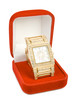 Golden clock in red box