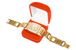 Golden clock in red box