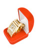 Golden clock in red box