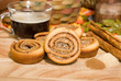 Photo: Cinnamon roll and coffee Cinnamon roll and coffee