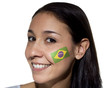 Smiling Woman with Brazilian Flag Smiling Woman with Brazilian Flag