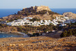 Ancient town Lindos and sheeps