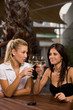 females drinking wine