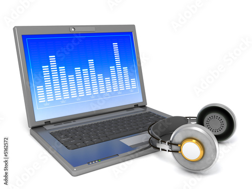 Illustration: Laptop playing a music Laptop playing a music