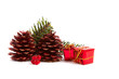 Christmas pine cones, presents