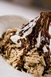 Chestnut puree with cream and chocolate sauce Chestnut puree with cream and chocolate sauce
