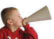 Child talking by megaphone Child talking by megaphone