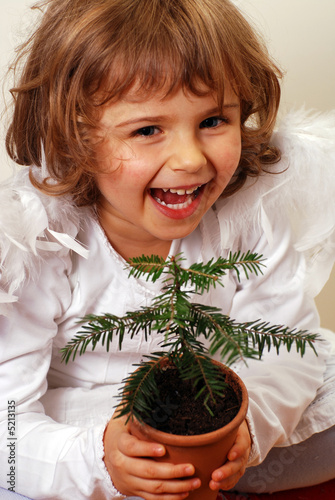 Photo: Angel with little christmas tree Angel with little christmas tree