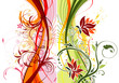 Grunge paint flower background with waves, vector