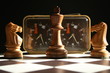 chess clock and chessmen