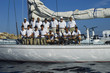 Crew on Sailboat Deck Before Yacht Race