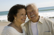 Senior Newly wed couple at beach, close-up