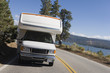 RV driving on mountain road