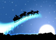 traineau pere noel version bleue format carte postale
