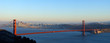 Golden Gate Bridge lit by the setting sun