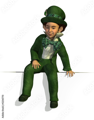 Leprechaun Sitting on Edge - 3D render