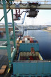 container-ship and crane from bridge
