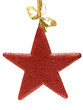 Red christmas glitter-star with golden tape