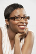 Woman in glasses, portrait, head and shoulders