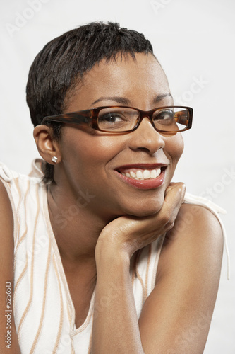 Photo: Woman in glasses, portrait, head and shoulders Woman in glasses, portrait, head and shoulders