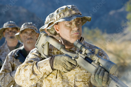 Photo: Soldiers on patrol, outdoors Soldiers on patrol, outdoors