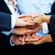 Multi-ethnic pile of hands