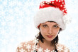 beauty girl in santa red cap