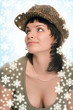 girl in cap with snow