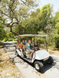 Family in golf cart.