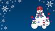 Snowman family background with snowflakes